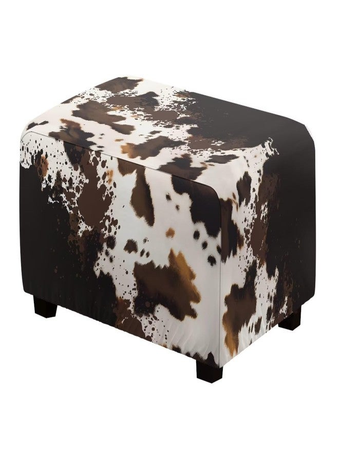 Yatixapu غطاء عثماني مربع من ياتيكسابو، بنقشة جلد البقر، مقاوم للماء، قابل للتمدد، يُستخدم كمسند قدم للتخزين، يحمي الأثاث بشريط مطاطي. - Image 1